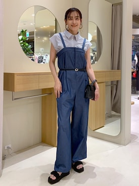 「アイテム（サロペット/オーバーオール）」を使った、Etsukoさん（レディース・165cm・40代）の夏コーディネート