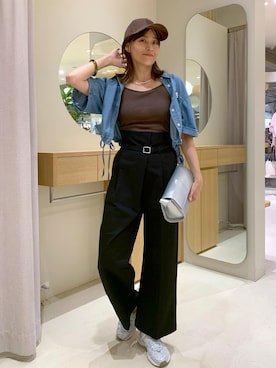 「アイテム（ショルダーバッグ）」を使った、Etsukoさん（レディース・165cm・40代）の夏コーディネート