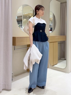 「VIS（ビス）のアイテム（パンツ）」を使った、Etsukoさん（レディース・165cm）の夏コーディネート