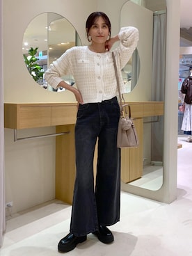 「アイテム（キーホルダー）」を使った、Etsukoさん（レディース・165cm）の秋コーディネート
