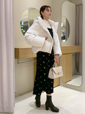 「ベロア」｜「アイテム（ワンピース/ドレス）」を使った、Etsukoさん（レディース・165cm）の冬コーディネート