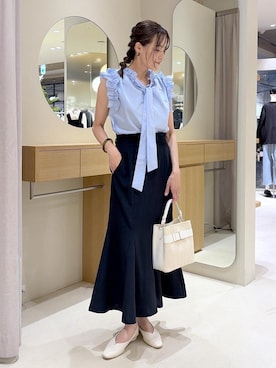 「Juze（ジュゼ）のアイテム」を使った、Etsukoさん（レディース・165cm）の春コーディネート