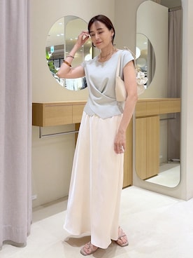 「アイテム（チャーム）」を使った、Etsukoさん（レディース・165cm）の夏コーディネート