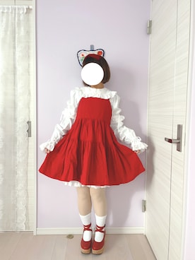 「アイテム（ジャンパースカート）」を使った、ももたみさん（レディース・146cm）の冬コーディネート