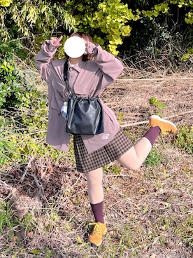 「アイテム（ソックス/靴下）」を使った、ももたみさん（レディース・146cm）の秋コーディネート