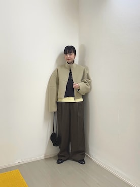 「KBF（ケイビーエフ）のリバーシブルボアジャケット（その他アウター）」を使った、河野楓佳さん（レディース・157cm）の秋コーディネート