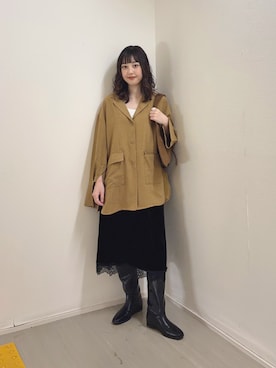 「KBF（ケイビーエフ）のアイテム（トップス）」を使った、河野楓佳さん（レディース・157cm）の秋コーディネート