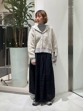 「ジャガード柄」｜河野楓佳さん（レディース・157cm）の秋コーディネート