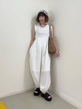 「KBF（ケイビーエフ）のアイテム（オールインワン・サロペット）」を使った、fuurikooさん（レディース・157cm）の夏コーディネート