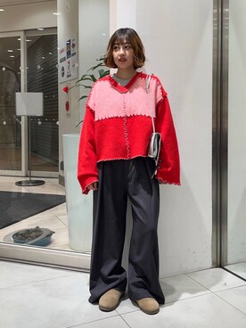 「冬の差し色コーデ」｜河野楓佳さん（レディース・157cm）の冬コーディネート