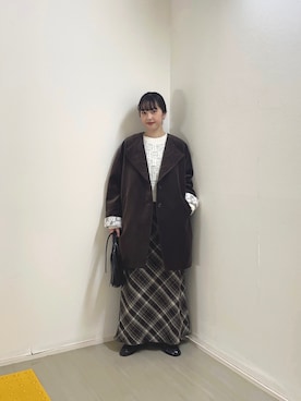 「ナロースカート」｜河野楓佳さん（レディース・157cm）の秋コーディネート