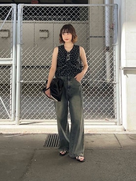 「柄物」｜河野楓佳さん（レディース・157cm）の夏コーディネート