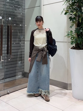 「KBF（ケイビーエフ）のアイテム（バッグ）」を使った、河野楓佳さん（レディース・157cm）の春コーディネート