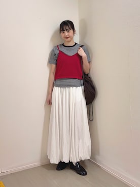 「KBF（ケイビーエフ）のアイテム（シューズ）」を使った、河野楓佳さん（レディース・157cm）の春コーディネート