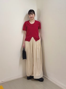 「KBF（ケイビーエフ）のアイテム（シューズ）」を使った、河野楓佳さん（レディース・157cm）の春コーディネート