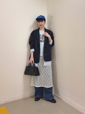 「KBF（ケイビーエフ）のアイテム（ジャケット/アウター）」を使った、河野楓佳さん（レディース・157cm）の春コーディネート