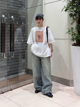 「KBF（ケイビーエフ）のレースアップシューズ（その他シューズ、ブラック系）」を使った、河野楓佳さん（レディース・157cm）の春コーディネート