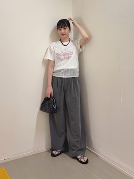 「SMELLY（スメリー）のアイテム」を使った、河野楓佳さん（レディース・157cm）の夏コーディネート