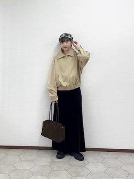 「アイテム（バンダナ/スカーフ）」を使った、河野楓佳さん（レディース・157cm）の秋コーディネート