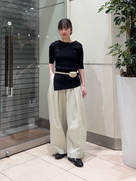 「リブニット」｜河野楓佳さん（レディース・157cm）の春コーディネート
