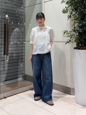 「KBF（ケイビーエフ）のアイテム（シューズ）」を使った、河野楓佳さん（レディース・157cm）の春コーディネート