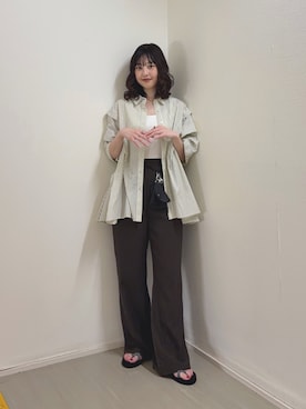 「KBF（ケイビーエフ）のアイテム（パンツ）」を使った、河野楓佳さん（レディース・157cm）の夏コーディネート