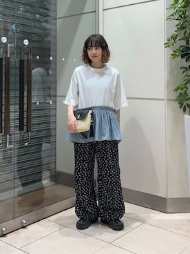 「きれいめ派カットソー」｜「アイテム（パンツ）」を使った、河野楓佳さん（レディース・157cm）の夏コーディネート