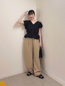 「コクーンパンツ」｜河野楓佳さん（レディース・157cm）の夏コーディネート