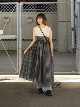 「チュールスカート」｜「アイテム（パンツ）」を使った、河野楓佳さん（レディース・157cm）の夏コーディネート