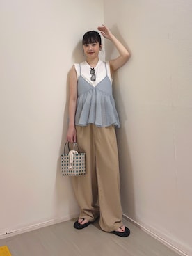 「コクーンパンツ」｜河野楓佳さん（レディース・157cm）の夏コーディネート