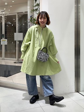 「冬の差し色コーデ」｜「アイテム（ワンピース/ドレス）」を使った、河野楓佳さん（レディース・157cm）の冬コーディネート