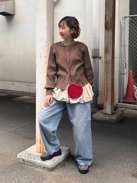 「イチ推しデニムコーデ」｜河野楓佳さん（レディース・157cm）の冬コーディネート