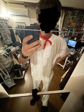 「アイテム（バンダナ/スカーフ、レッド系）」を使った、KIdO248さん（メンズ・178cm）の夏コーディネート