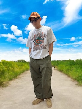 「アイテム（カーゴパンツ）」を使った、tanaさん（骨格ナチュラル・メンズ・172cm）の夏コーディネート