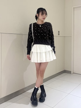 「ティアードスカート」｜misakiさん（レディース・163cm）の冬コーディネート