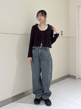 「アイテム（トートバッグ、ブラック系）」を使った、misakiさん（レディース・163cm）の秋コーディネート