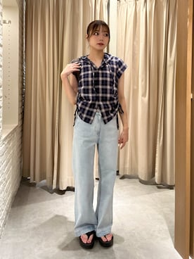 「FREE'S MART（フリーズマート）のハーフムーンバッグ（ハンドバッグ）」を使った、misakiさん（レディース・163cm）の夏コーディネート