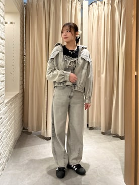 「アイテム（デニムジャケット）」を使った、misakiさん（レディース・163cm）の夏コーディネート