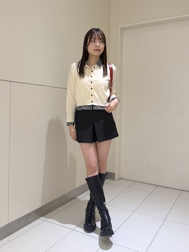 「FREE'S MART（フリーズマート）の◆フロントタックプリーツスカパン（その他パンツ、ブラック系）」を使った、misakiさん（レディース・163cm）の秋コーディネート