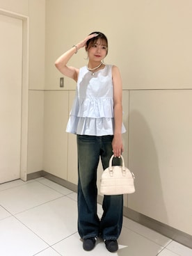「アイテム（トートバッグ）」を使った、misakiさん（レディース・163cm）の夏コーディネート
