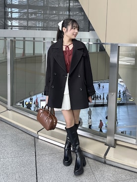 「アイテム（ピーコート）」を使った、misakiさん（レディース・163cm）の冬コーディネート