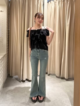 「FREE'S MART（フリーズマート）のハーフムーンバッグ（ハンドバッグ）」を使った、misakiさん（レディース・163cm）の夏コーディネート