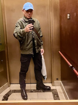 「アイテム（ミリタリージャケット）」を使った、Syamamさん（メンズ・168cm）の秋コーディネート