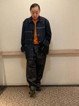 「アイテム（デニムジャケット）」を使った、Syamamさん（メンズ・168cm）の冬コーディネート