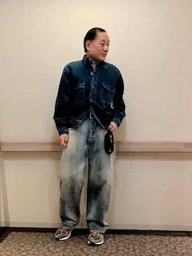 「アイテム（デニムジャケット）」を使った、Syamamさん（メンズ・168cm）の冬コーディネート