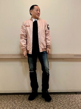 「アイテム（ミリタリージャケット）」を使った、Syamamさん（メンズ・168cm）の秋コーディネート