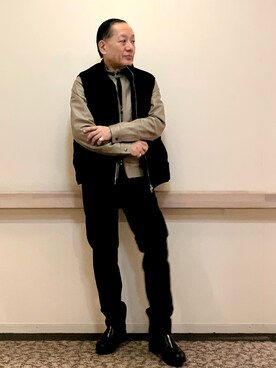 「アイテム（ダウンベスト）」を使った、Syamamさん（メンズ・168cm）の冬コーディネート