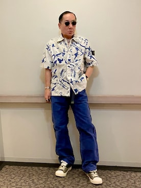 「アイテム（ジャケット/アウター、ホワイト系）」を使った、Syamamさん（メンズ・168cm）の夏コーディネート