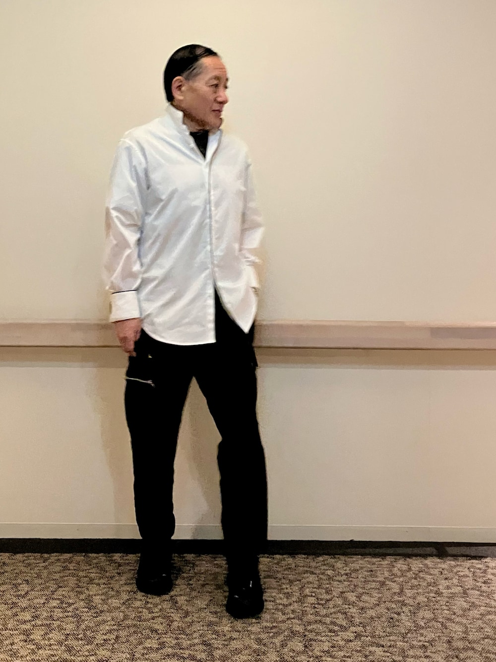 「COMME des GARCONS HOMME DEUXのアイテム（パンツ、ブラック系）」を使った、Syamamさん（メンズ・168cm）の春コーディネートの1枚目の写真