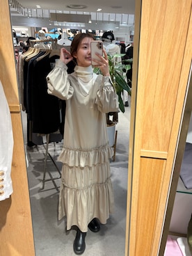 「ハイネックニット」｜「アイテム（MA-1）」を使った、idate_159cmさん（レディース・159cm）の冬コーディネート